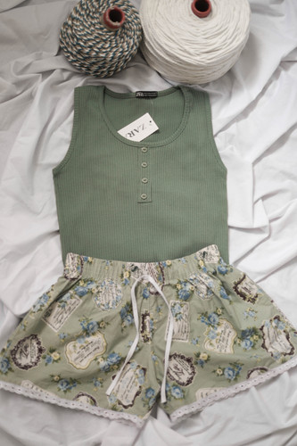 کراپ تاپ روشا مدل دکمهدار zara | نخ پنبه وارداتی