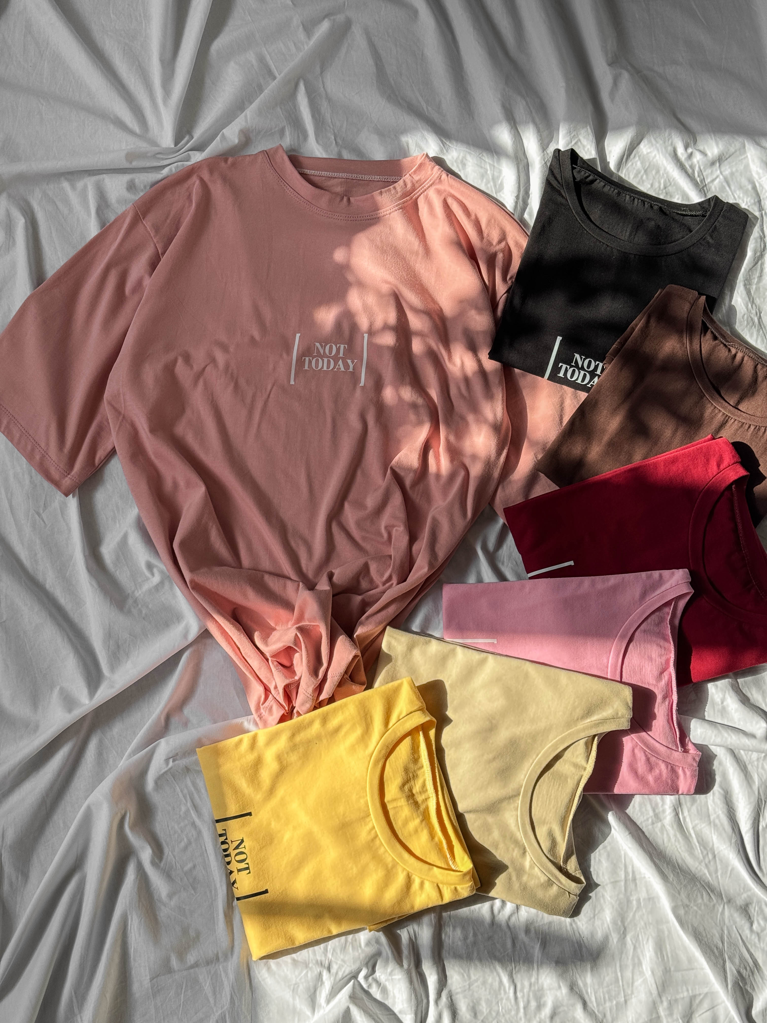 تیشرت نخ پنبه زنانه not today مدل باکسی